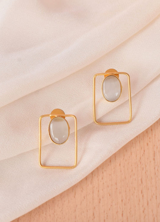 Classic Golden Rectangular Stud Earrings