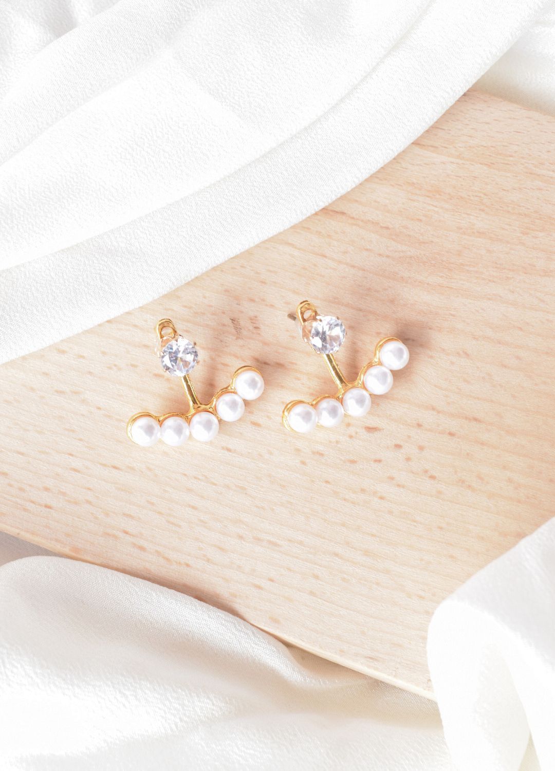 Stunning Golden Pearl Korean Earrings