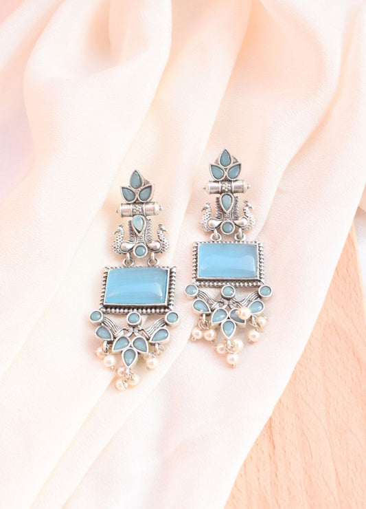 Radiant Blue Long Dangler Earrings