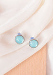 Sleek Sky blue Circle Stud Earrings