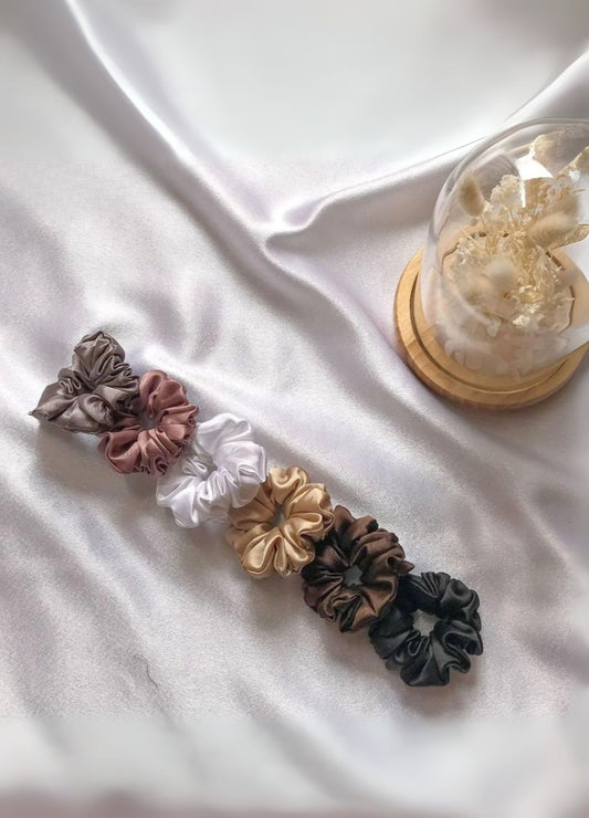 Premium Satin Scrunchies Set of 6