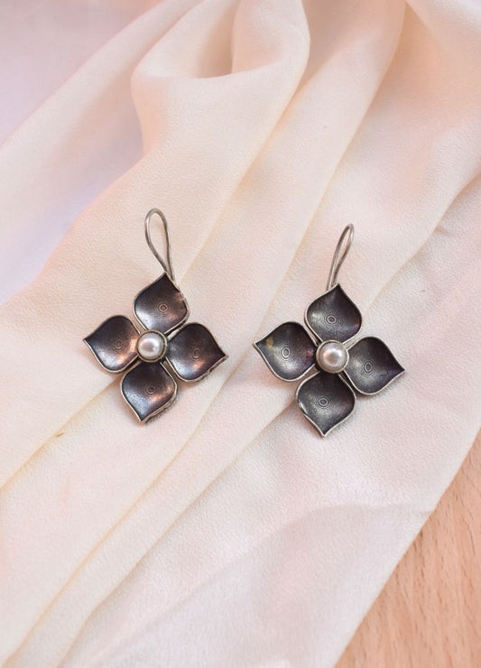Silver Oxidised Hook Earrings