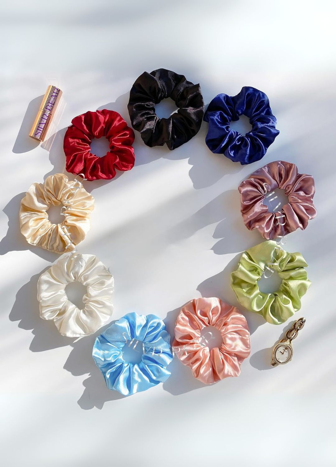 Satin Colorfull Scrunchies Set of 10