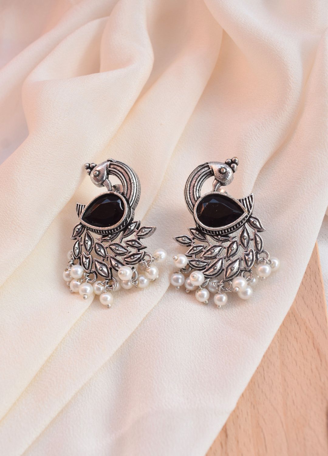 Elegant Peacock Style Oxidized Earrings