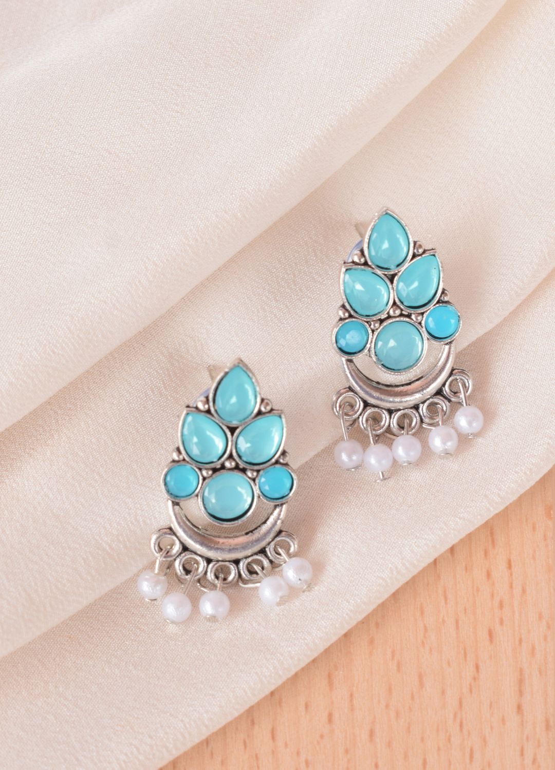 Classic Blue Pearl Drop Earrings