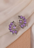 Traditional Purple Peacock  Stud Earrings