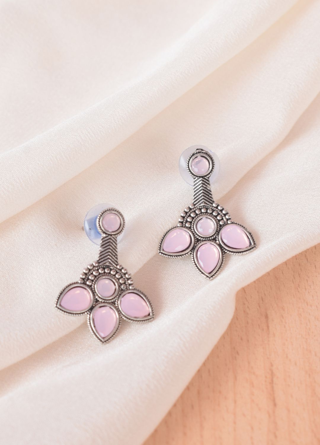 Minimal Pink Flower Stud Earrings
