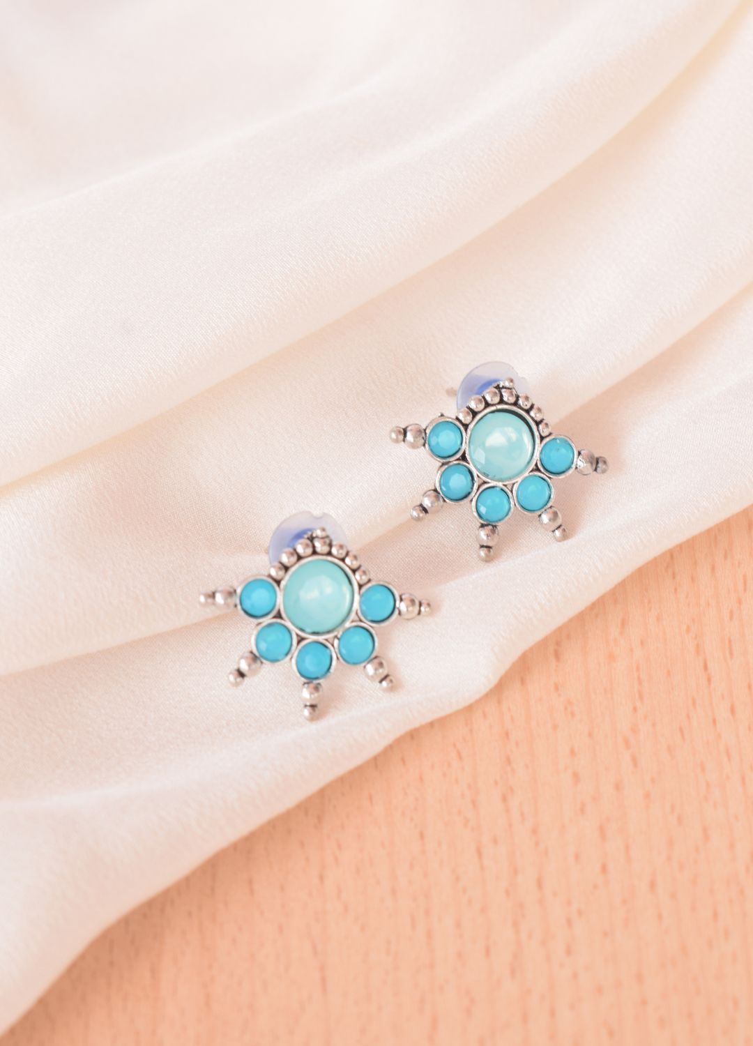 Aura Blue Stone Stud Earrings