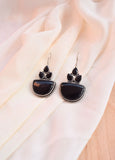 Gilded Black Stone Hook Earrings