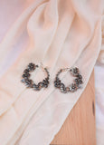 Flowers Brass Oxidized Hoop Earring