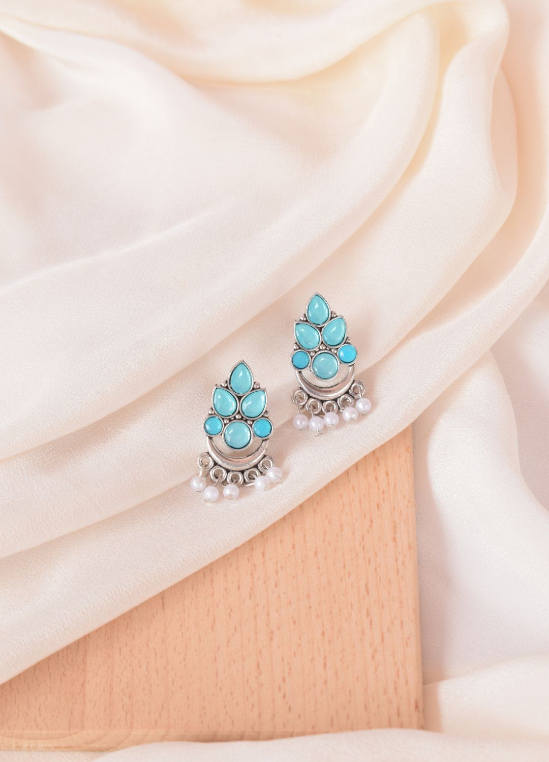 Classic Blue Pearl Drop Earrings