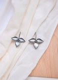 Silver Leaf Pattern Hook Earrings