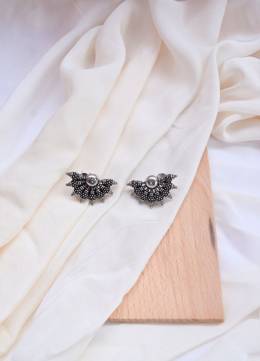 Silver Aura Oxidised Stud Earrings