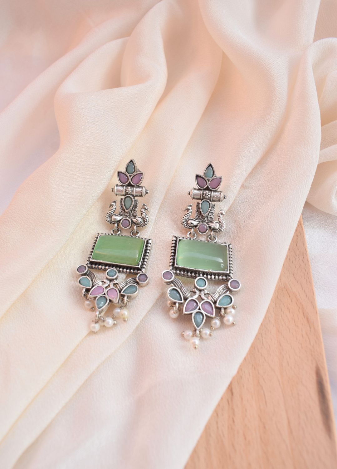 Radiant Green Long Dangler Earrings