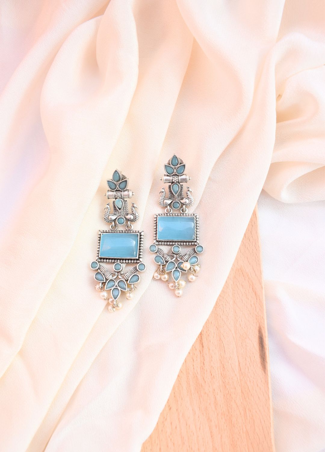 Radiant Blue Long Dangler Earrings