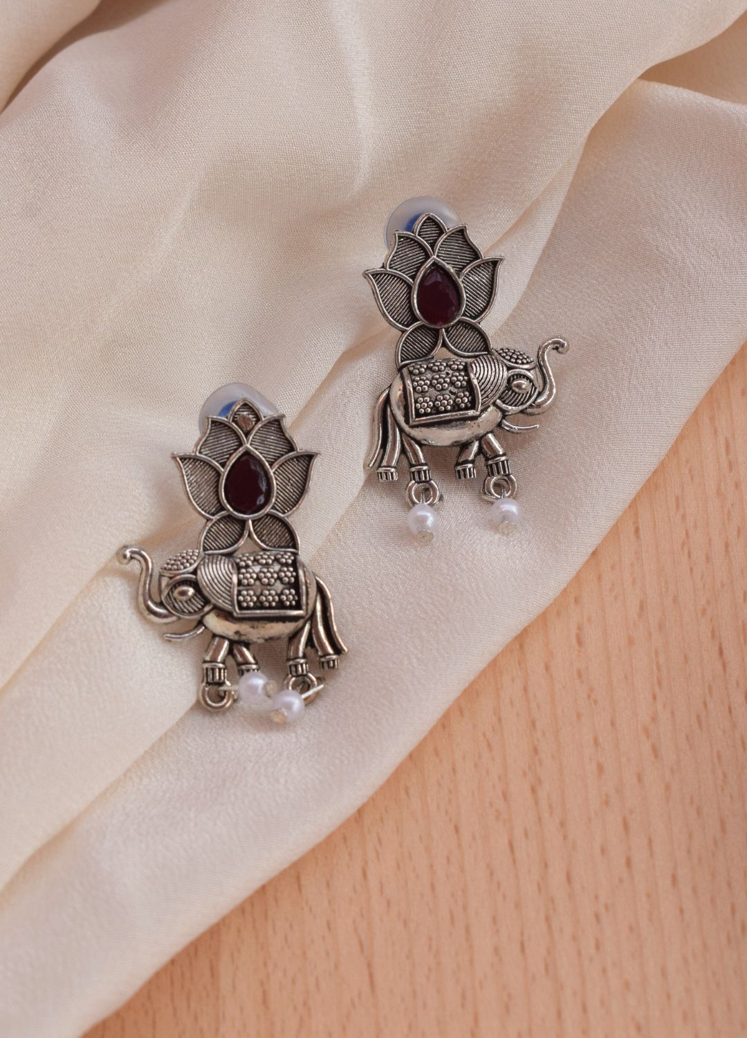 Elephant Design Oxidised Earrings