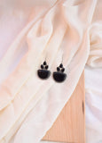 Gilded Black Stone Hook Earrings
