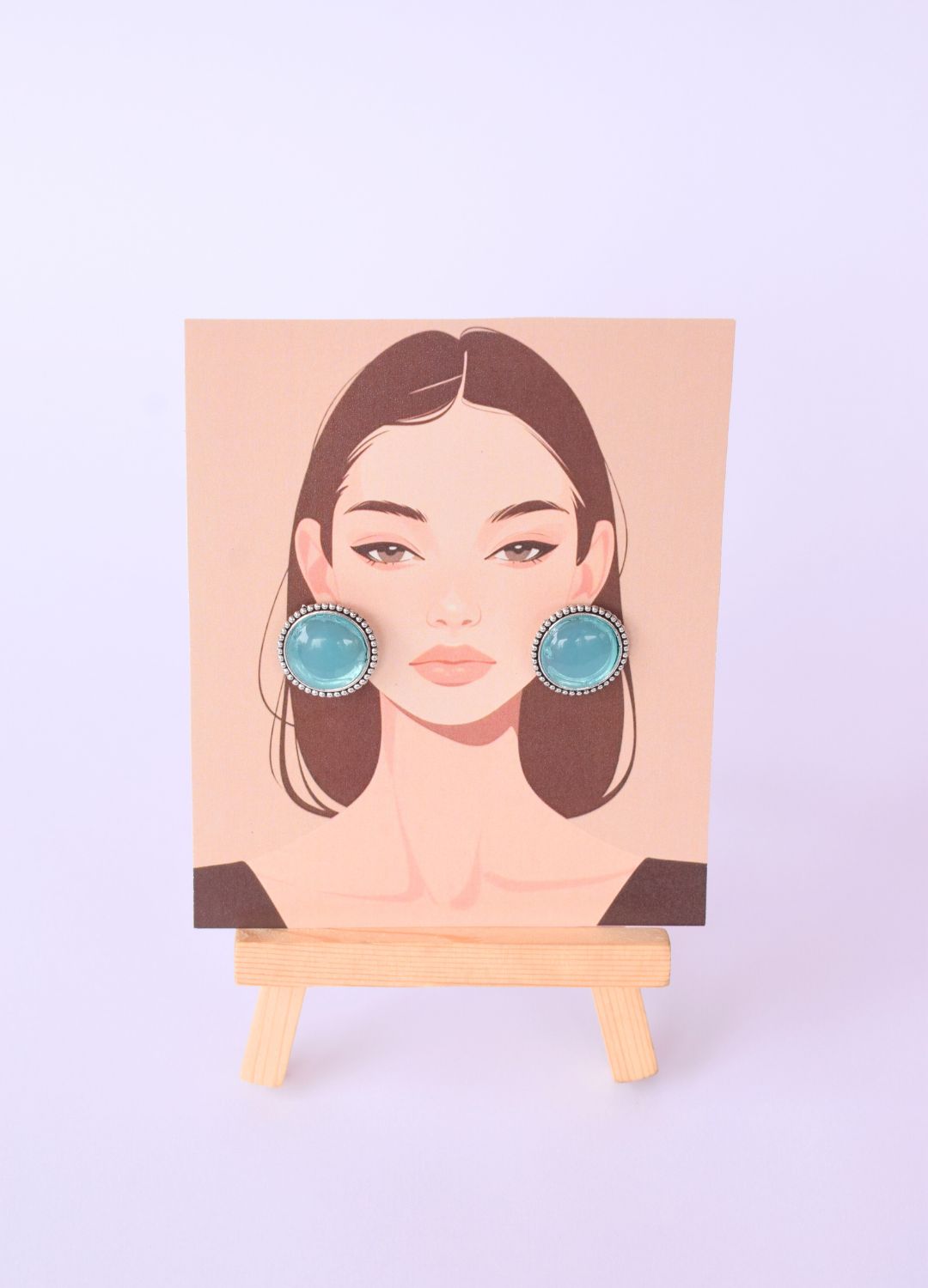 Sleek Sky blue Circle Stud Earrings