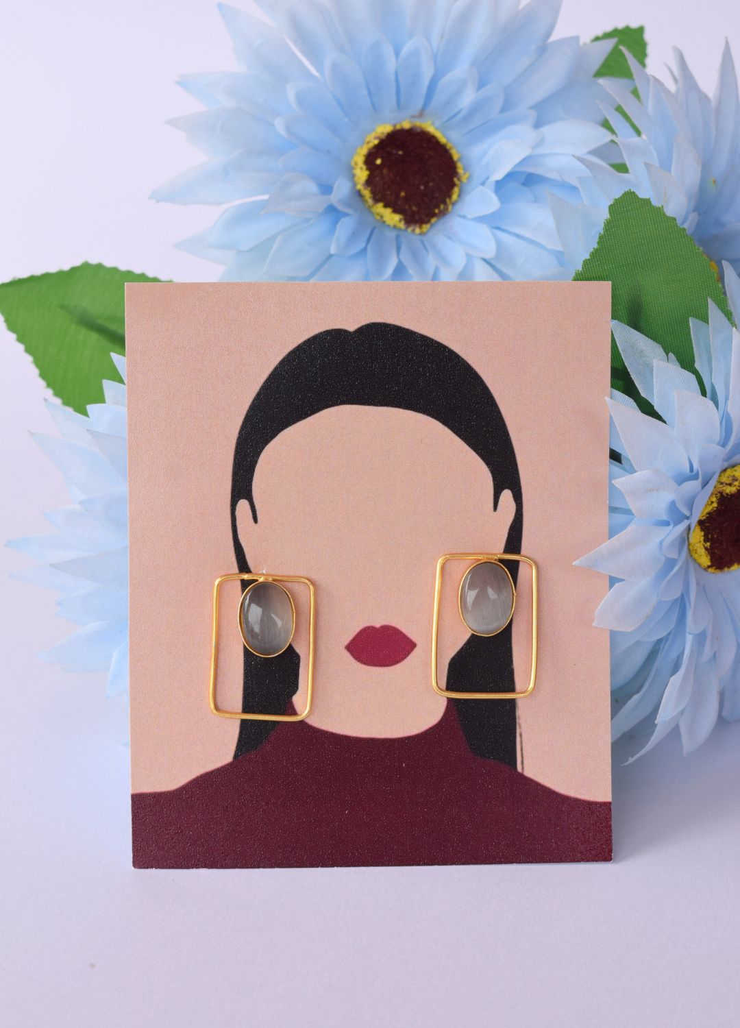 Classic Golden Rectangular Stud Earrings
