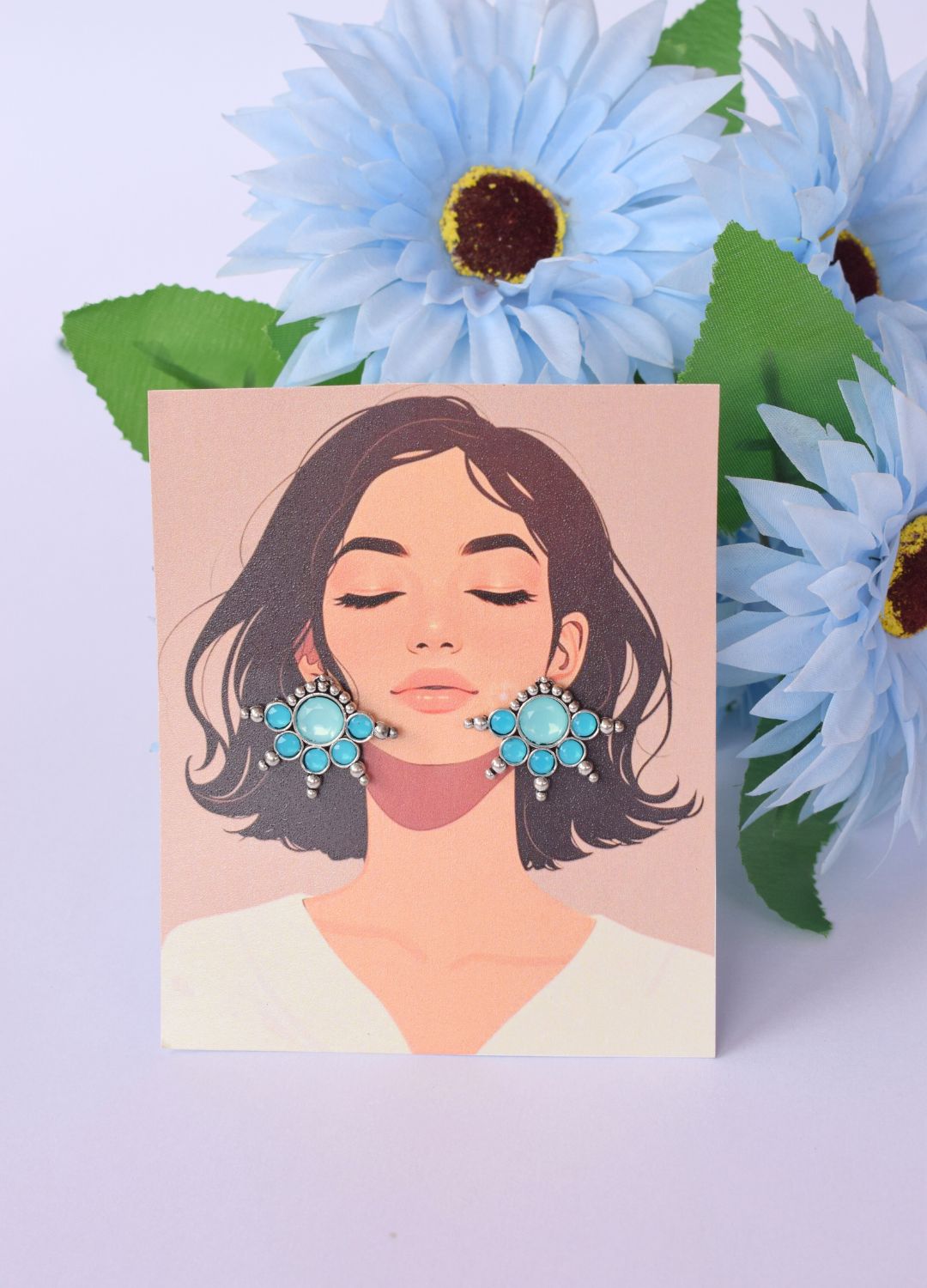 Aura Blue Stone Stud Earrings