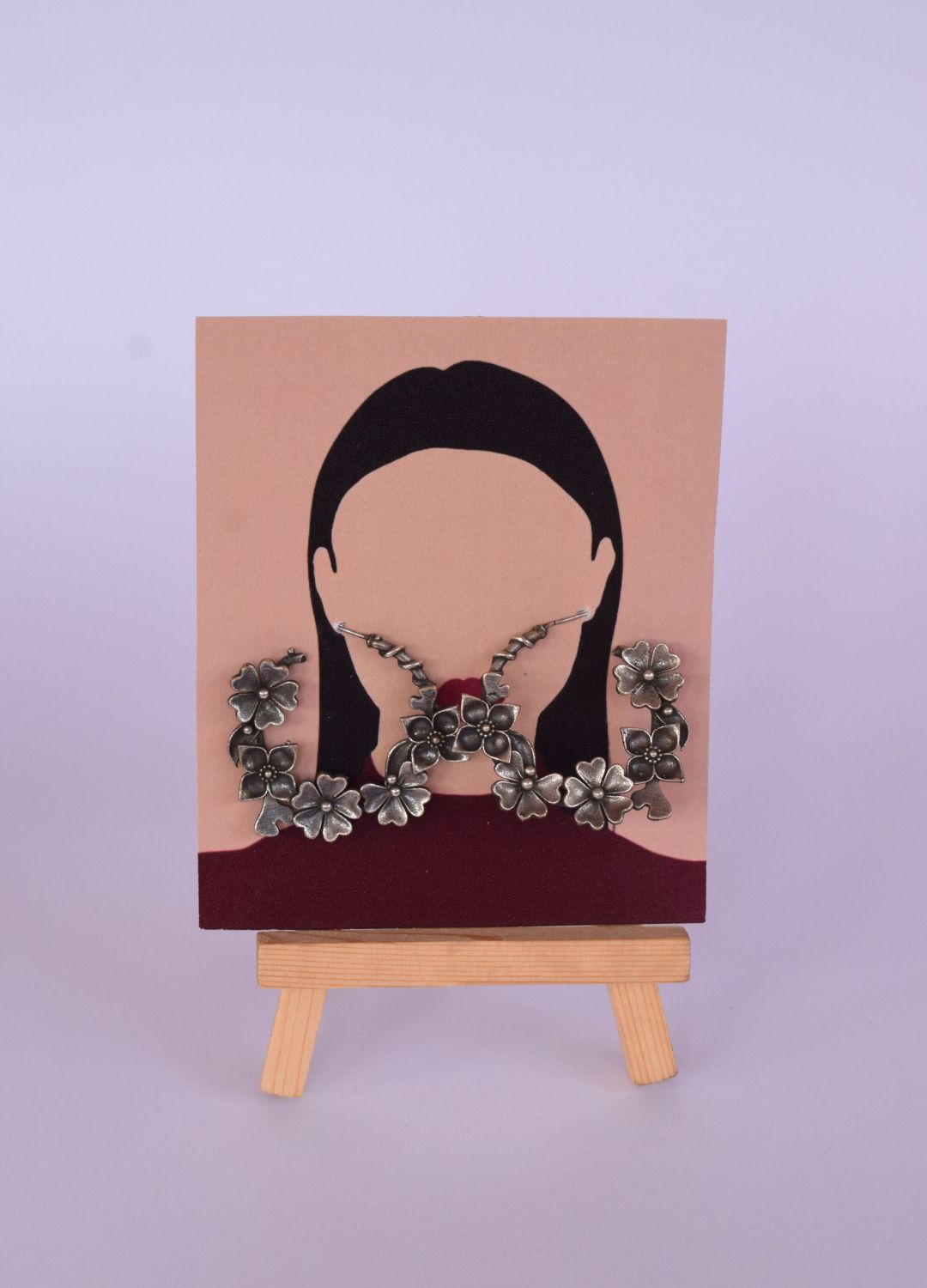 Flowers Brass Oxidized Hoop Earring