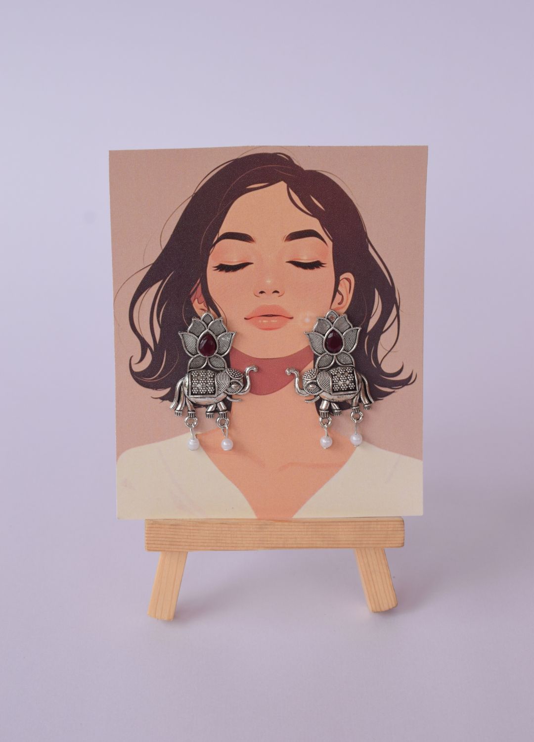 Elephant Design Oxidised Earrings