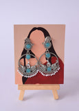 Traditional Blue Stone Long Earrings
