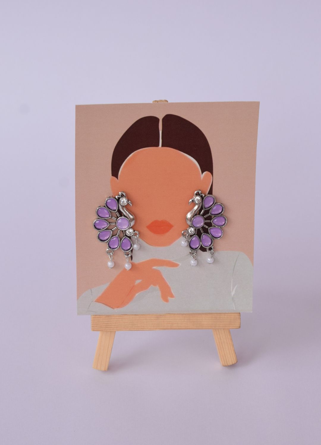 Traditional Purple Peacock  Stud Earrings